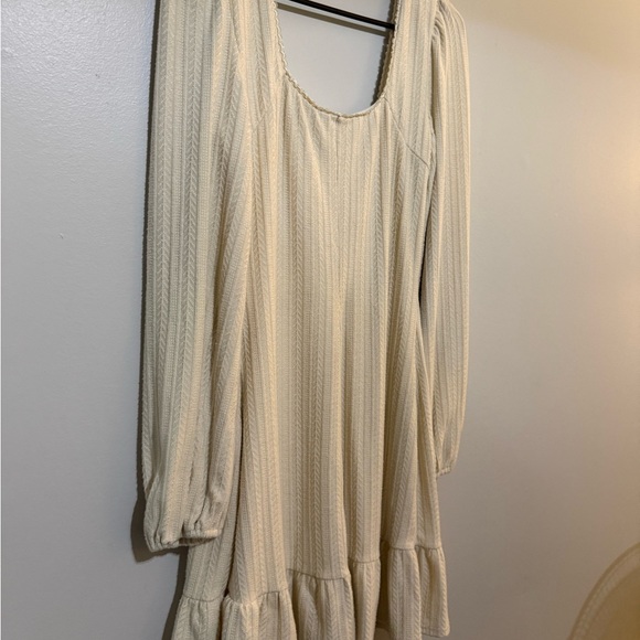 Lulus Coveted Sweetness Cream Pointelle Knit Long Sleeve Mini Dress Size LG EUC - Picture 12 of 16
